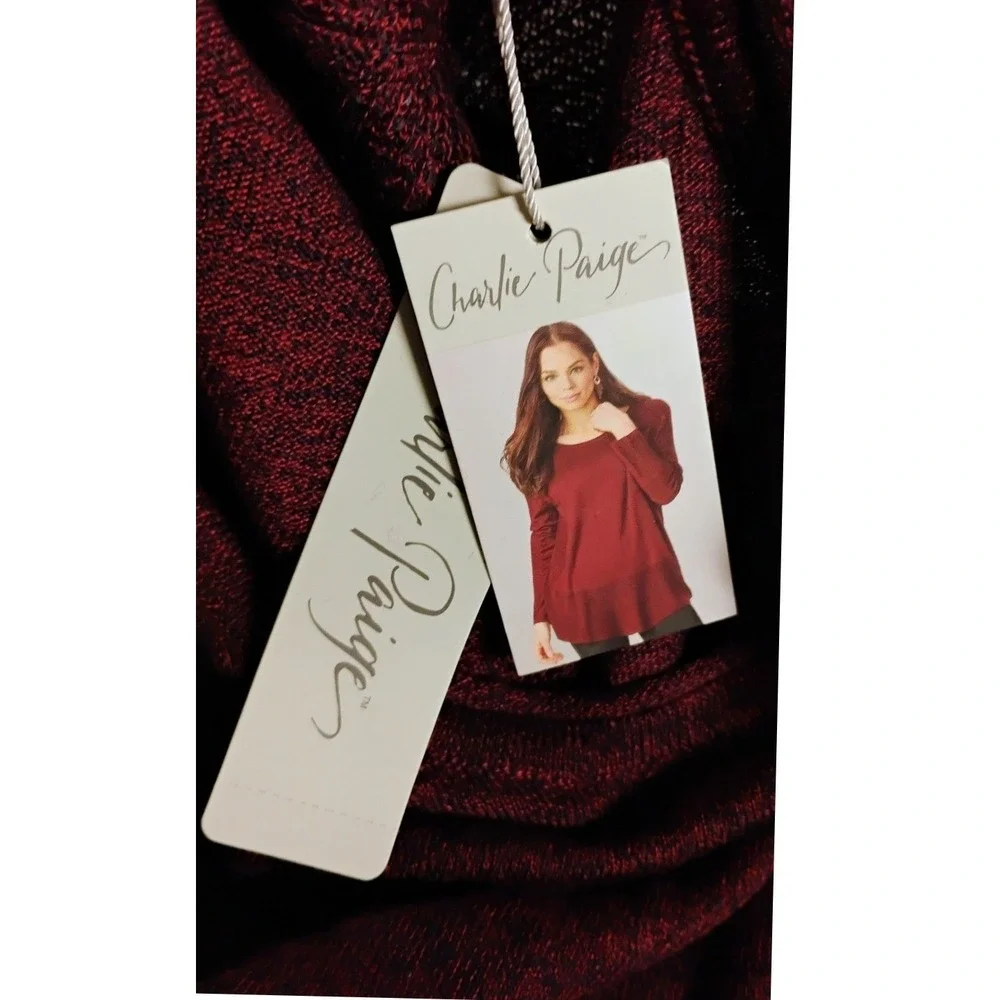 NWT Charlie Paige Burgundy Knit Sweater Women's S/M Long Sleeve Soft Pullover‎